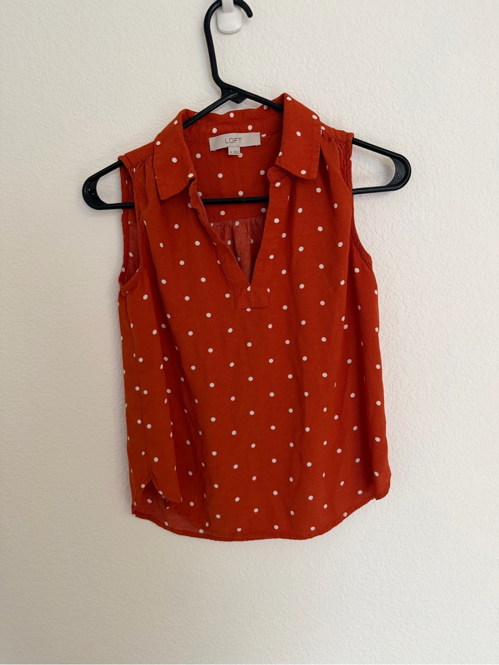 LOFT Rust Orange Polka Dot Sleeveless Camisole